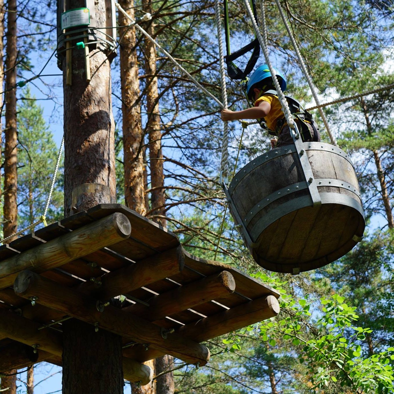 A ropes and obstacle course at the adventure park visited on excursion